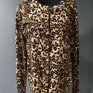 Jaclyn Smith Tan and Brown Buttoned Blouse